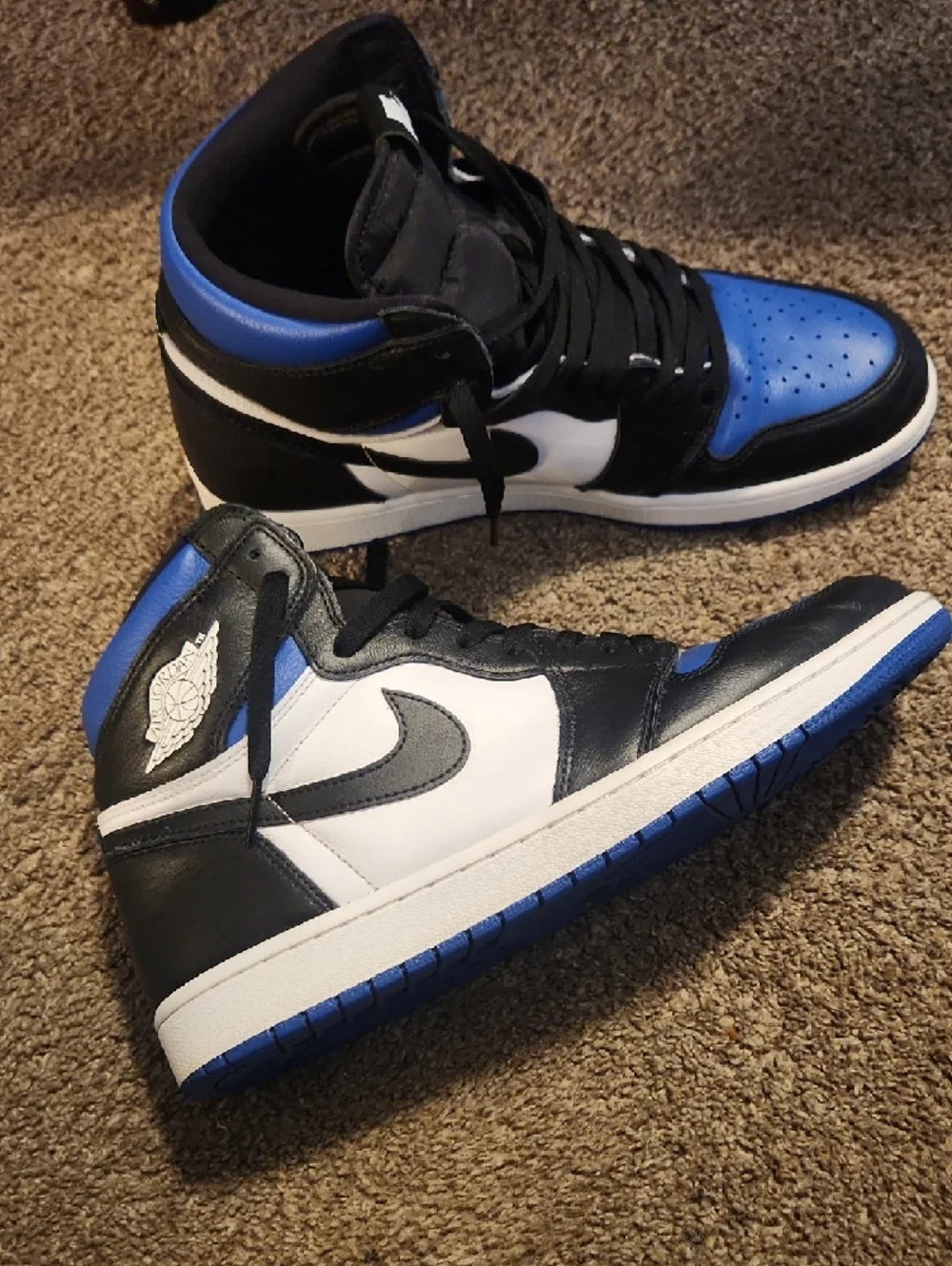 Jordan 1 High OG Sz 12 Mens Sneakers Black White Blue - Picture 6 of 8